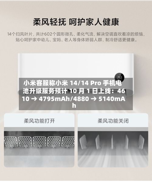 小米客服称小米 14/14 Pro 手机电池升级服务预计 10 月 1 日上线：4610 → 4795mAh/4880 → 5140mAh-第3张图片