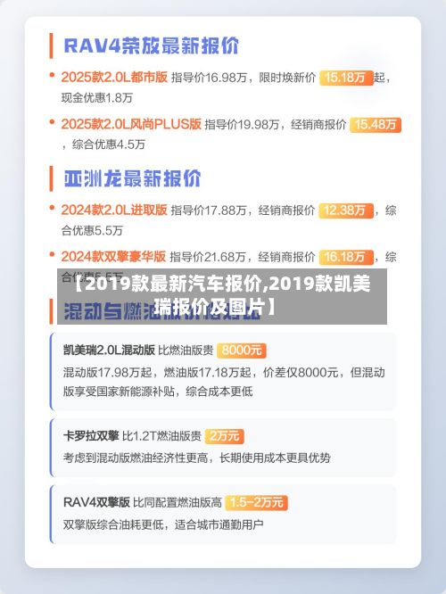 【2019款最新汽车报价,2019款凯美瑞报价及图片】-第2张图片