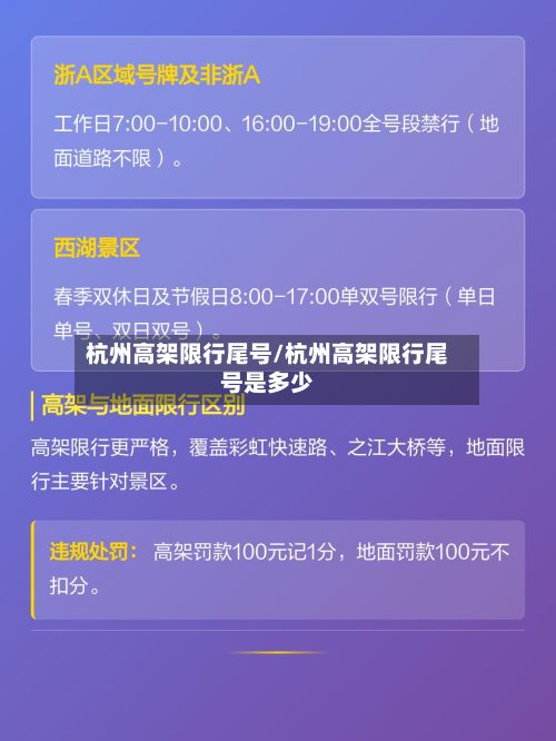 杭州高架限行尾号/杭州高架限行尾号是多少-第2张图片