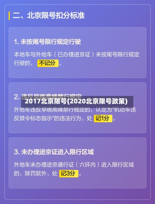 2017北京限号(2020北京限号政策)