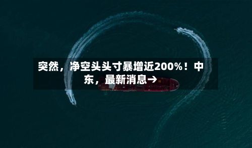 突然，净空头头寸暴增近200%！中东，最新消息→-第2张图片