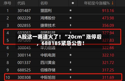 A股这一赛道火了！“20cm”涨停后，688185紧急公告！-第2张图片