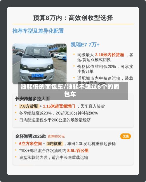 油耗低的面包车/油耗不超过6个的面包车