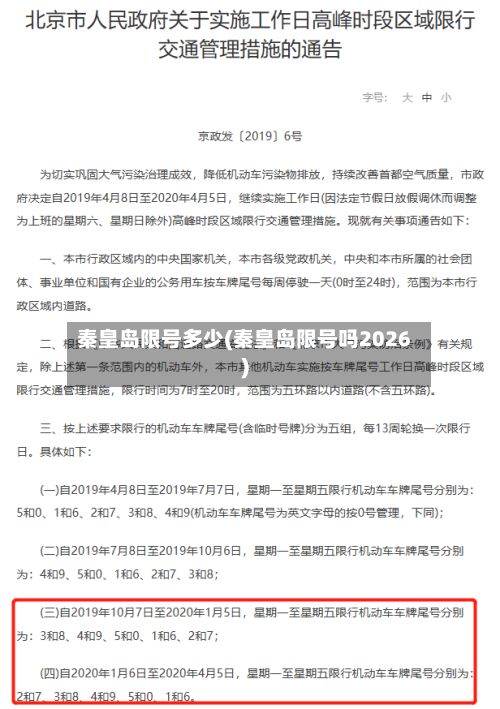 秦皇岛限号多少(秦皇岛限号吗2026)