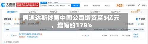 阿迪达斯体育中国公司增资至5亿元	，增幅约178%-第2张图片