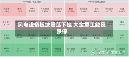 风电设备板块震荡下挫 大金重工触及跌停