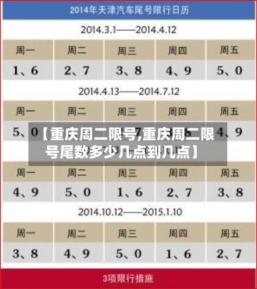 【重庆周二限号,重庆周二限号尾数多少几点到几点】