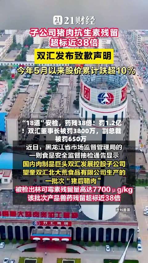 “18道”安检，药残38倍！罚1.2亿！双汇董事长被罚3800万，副总裁被罚650万