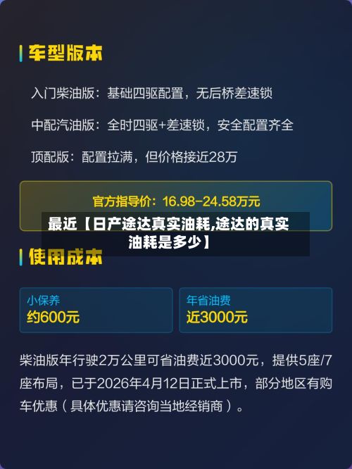 最近【日产途达真实油耗,途达的真实油耗是多少】