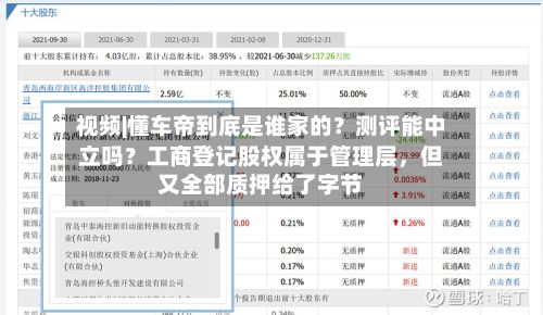 视频|懂车帝到底是谁家的？测评能中立吗？工商登记股权属于管理层，但又全部质押给了字节-第2张图片