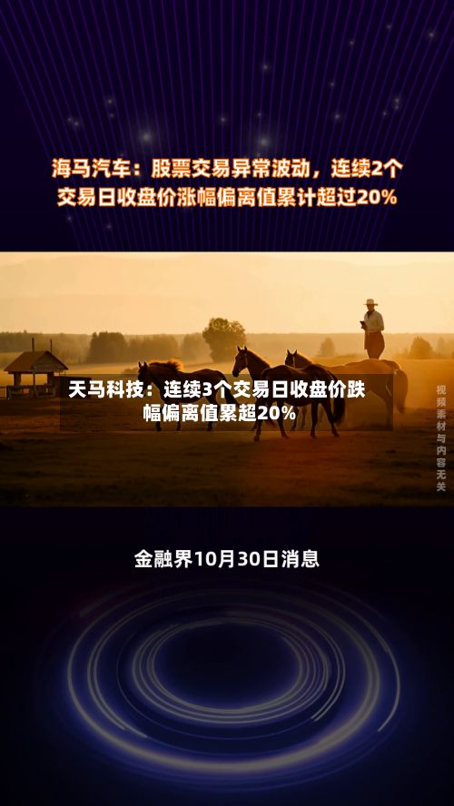 天马科技：连续3个交易日收盘价跌幅偏离值累超20%