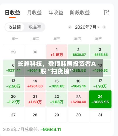 长鑫科技	，登顶韩国投资者A股“扫货榜”-第2张图片