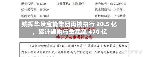 姚振华及宝能集团再被执行 20.5 亿，累计被执行金额超 470 亿