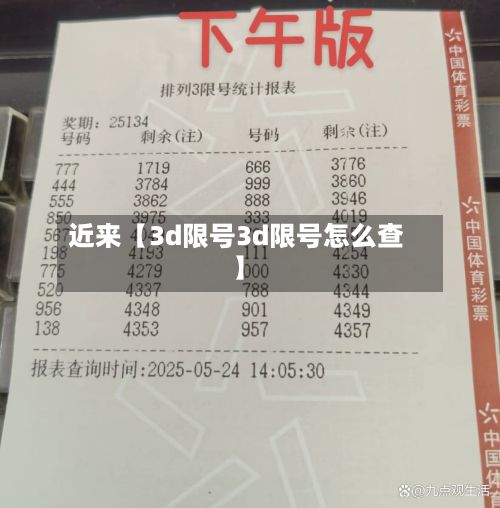 近来【3d限号3d限号怎么查】