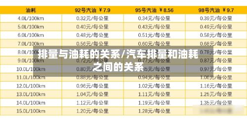 排量与油耗的关系/汽车排量和油耗之间的关系