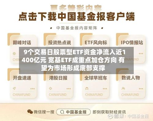 9个交易日股票型ETF资金净流入近1400亿元 宽基ETF成重点加仓方向 有望为市场形成底部支撑