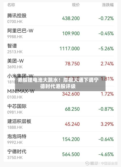 港股锂电池大跳水！摩根大通下调宁德时代港股评级-第3张图片
