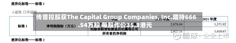 传音控股获The Capital Group Companies, Inc.增持666.54万股 每股作价35.3港元
