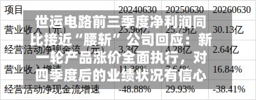 世运电路前三季度净利润同比接近“腰斩” 公司回应：新一轮产品涨价全面执行，对四季度后的业绩状况有信心